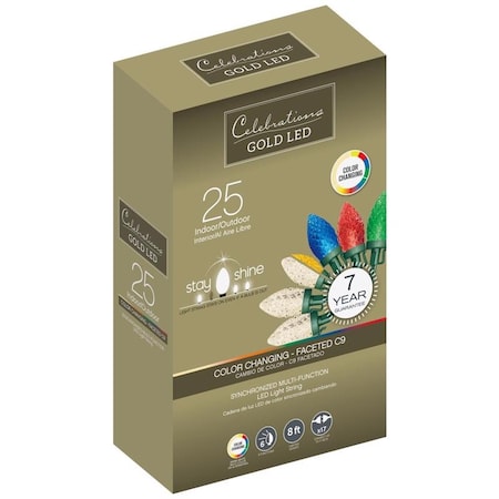 Celebrations Gold LED C9 Multicolored/Warm White 25 ct String Christmas Lights 8 ft. 44904-71